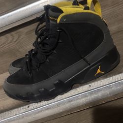 Jordan 9's Dark Charcoal University Gold