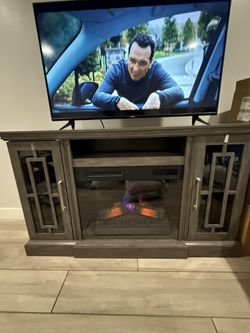 Media Console with Electric Fireplace