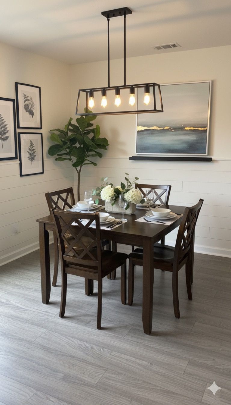 🍽️ Moving Sale: Modern Dark Wood Dining Set - Table and 4 Chairs! 🛋️