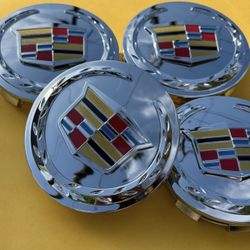 4 X Cadillac Chrome Center Caps 83MM