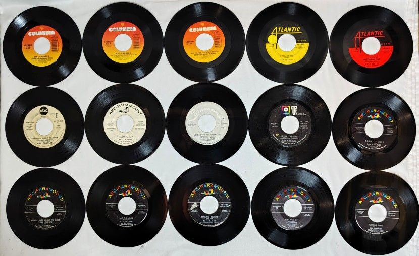 Ray Charles 45 Lot of 15 CLEANED TESTED VG+Average Condition