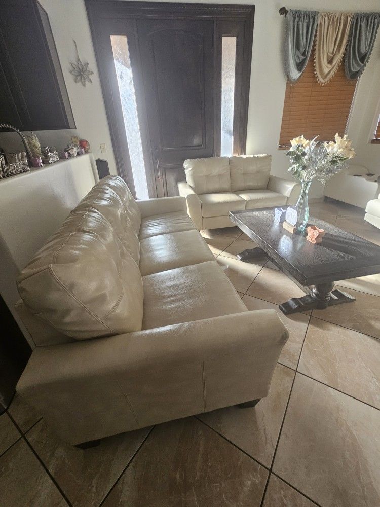 Cream Leather Couches $400 OBO 