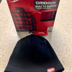 Milwaukee XL Gridiron Flannel Long Sleeve And Beanie (New)