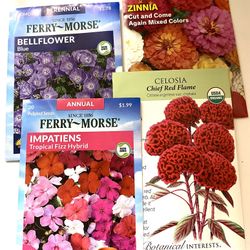 4 Fresh Flower Seed Packets, $10 Value