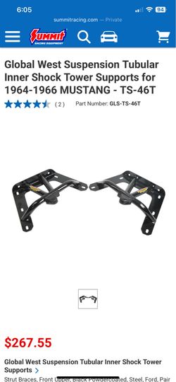 Global West Suspension Tubular Inner Shock Tower Supports for 1(contact info removed) MUSTANG - TS-46T