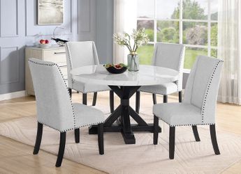 White Faux Marble Dining Table 5-PC  Set OfferUp Special 