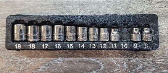 Snap On Series SFM  3/8 drive shallow metric socket 12 pc 8-19mm sealed - (Missing 11mm)