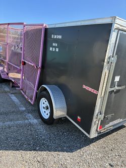 5x10 Enclosed Trailer With Lawn Mowing Equipment