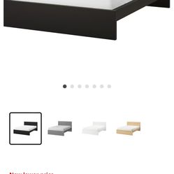 IKEA MALM Full Platform Bed Frame With Two Nightstands And Memory Foam Mattress 
