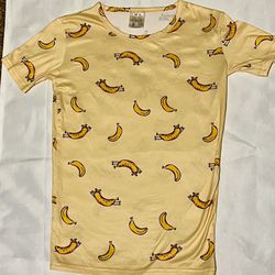 Girls Short Sleeve Pants Pajama Set Size 14 Yellow Cheetah Banana