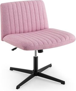 Ohogura Armless Office Desk Chair with Wheels Fabric Padded Modern Swivel Height Adjustable Mid Back Wide Seat Computer Task Vanity Chair for Home Off