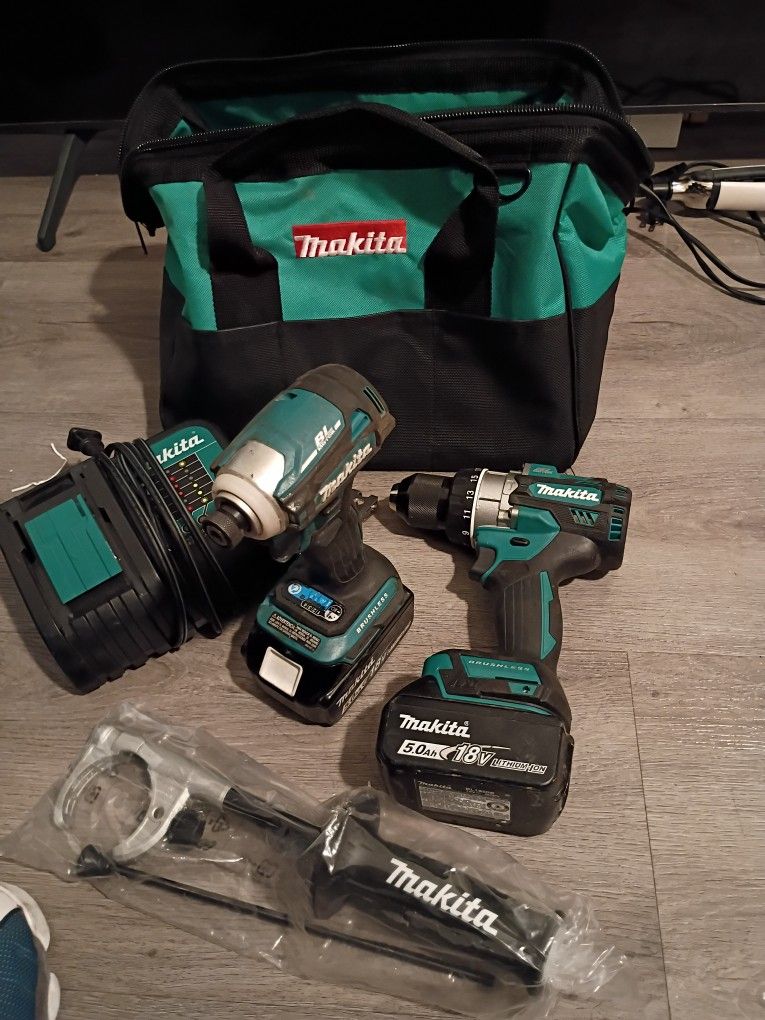 Makita 18V LXT Brushless Concrete Hammer Drill and 4-Speed Hex Impact Driver Kit