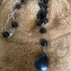 28 Inch Silver 925 And Ónix Necklace