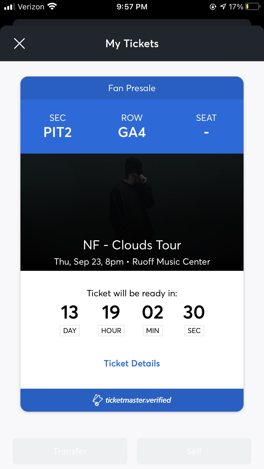 NF Concert ticket