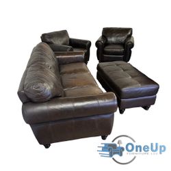 Italian Leather Couch Chairs Sofa Set **FREE DELIVERY**