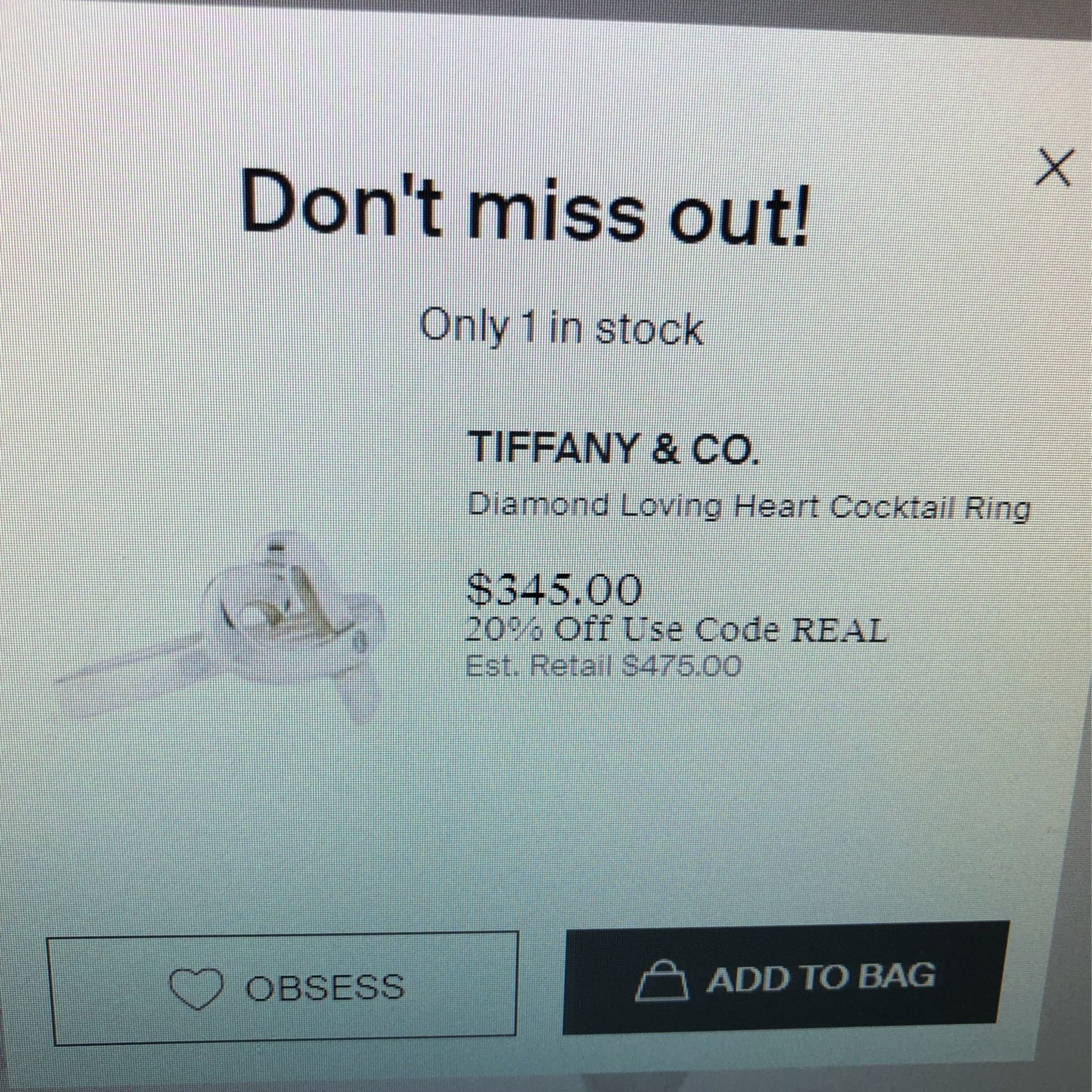 Tiffany & Co Diamond Loving Heart Cocktail Ring