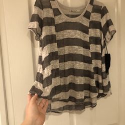 Knit Grey Stripe Sweater Blouse