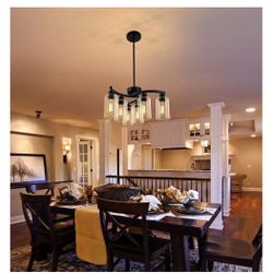 CNRATYE 6 Light Modern Farmhouse Black Chandelier 