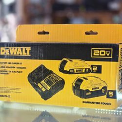 DeWALT 20V Max Lithium Ion Battery Kit With 5.0Ah And 2.0Ah Battery And Charger DCB225-2C