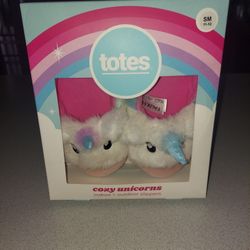 SMALL 11-12 TOTES COZY UNICORNS INDOOR + OUTDOOR SLIPPERS NEW IN BOX