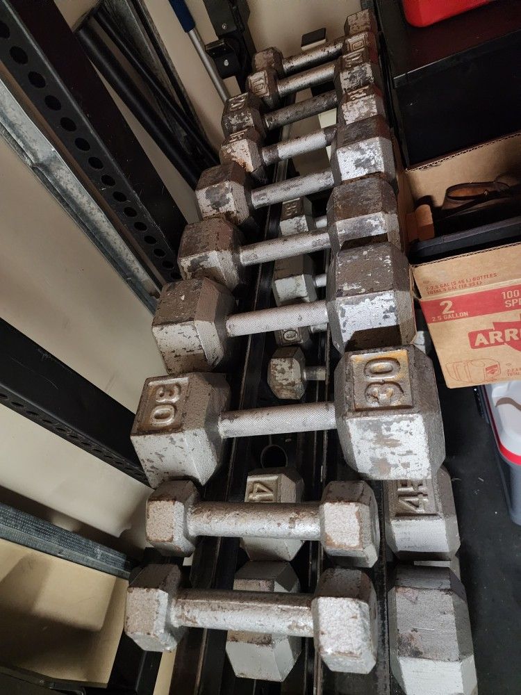 Dumbbell Set Used W/ Free Rack