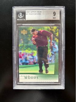 TIGER WOODS 2001 UPPER DECK BECKETT Grade 9