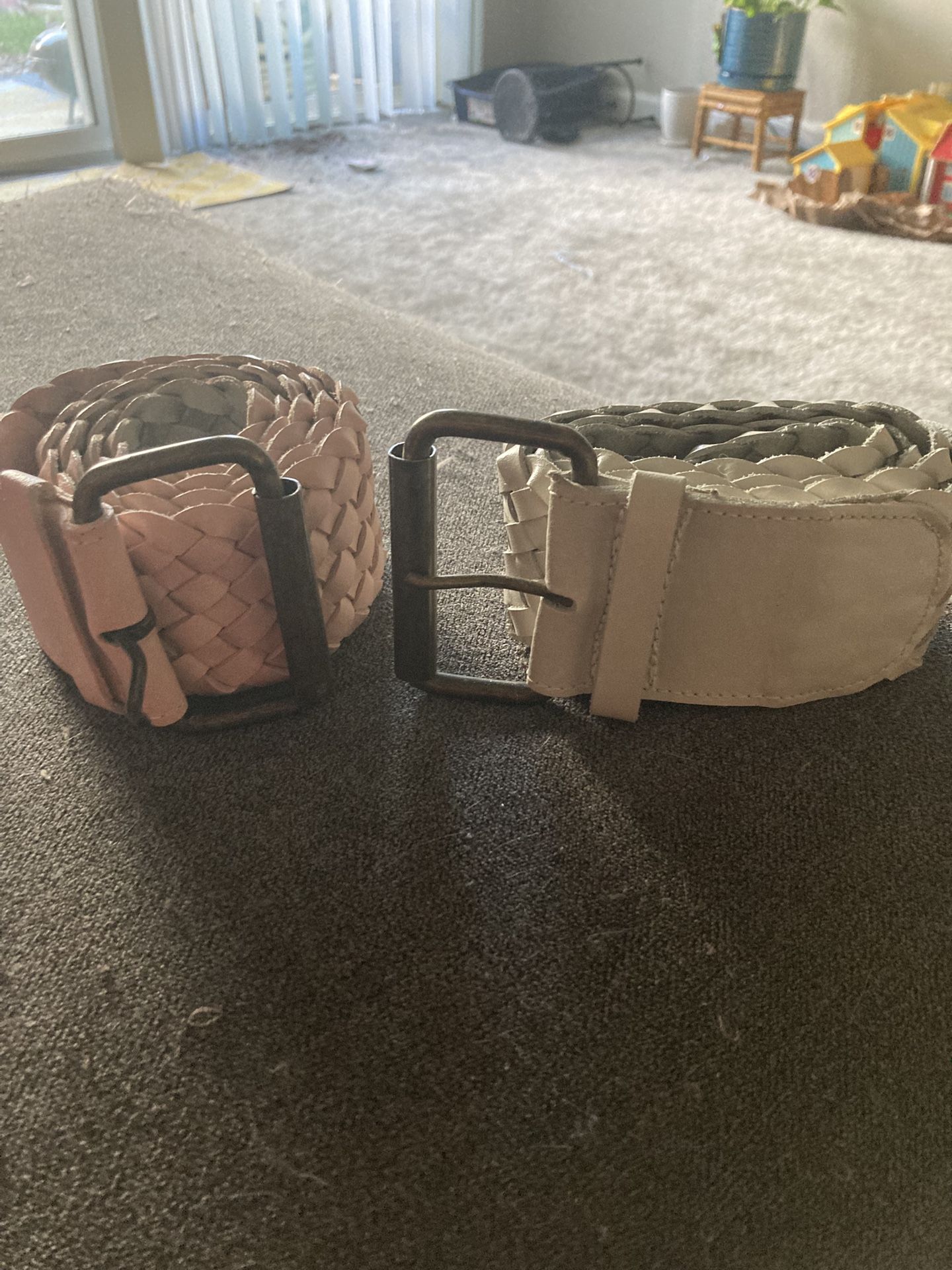 80s Waist Woven Leather Belts