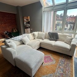 NEW Corduroy Sectional w/ Ottoman