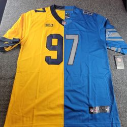 Detroit lions Michigan Wolverines Aiden Hutchinson stitched split jersey new medium-3XL