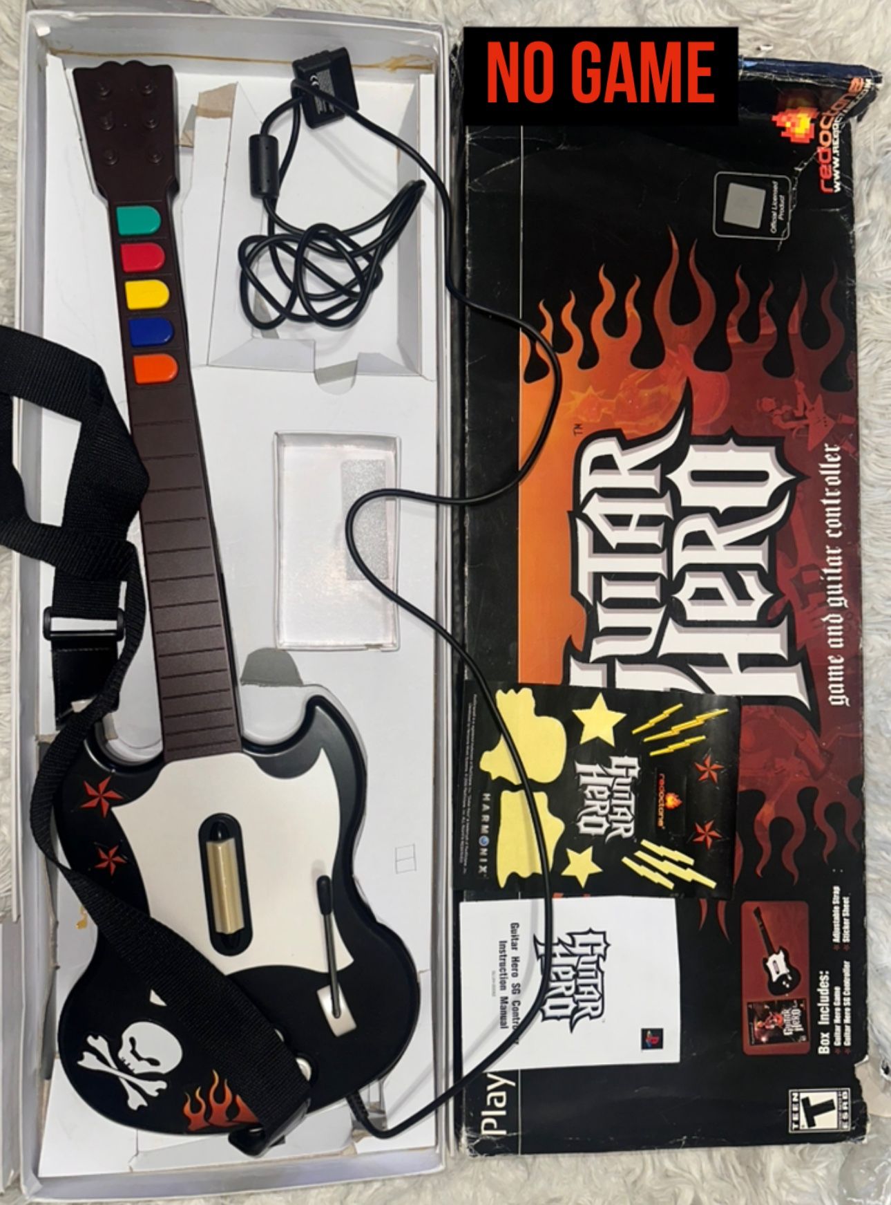 Guitar Hero PS2 Model PSLGH PlayStation 2 Black Wired Guitar Red Octane