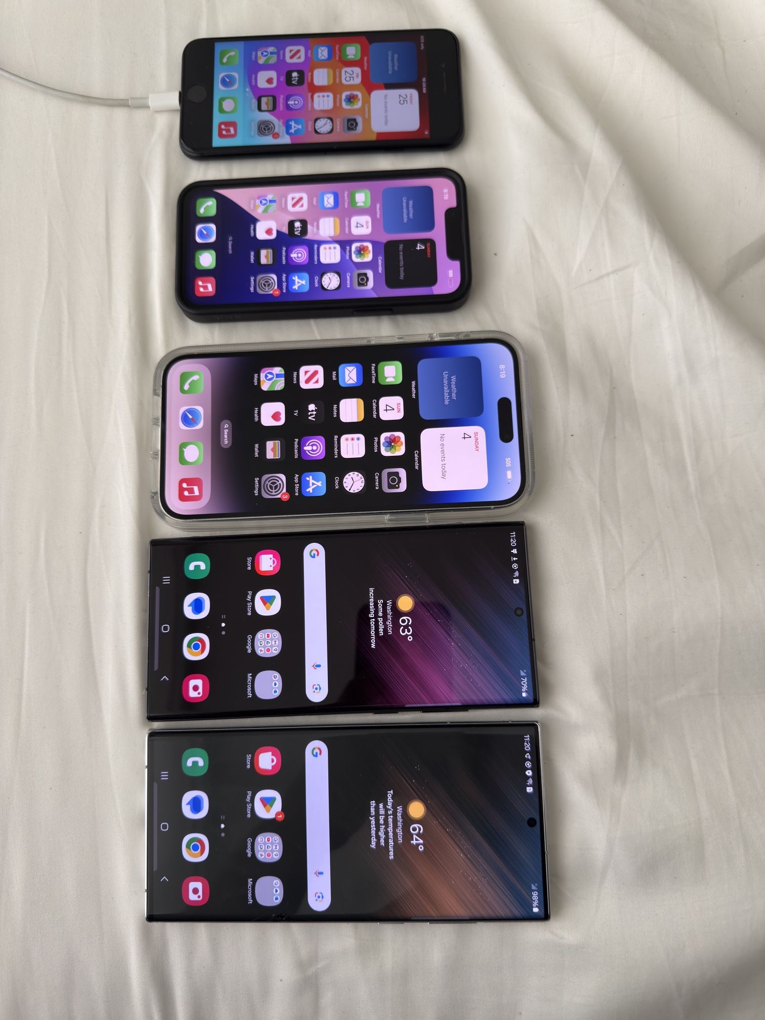 3X iPhone, 2X Samsung All Unlocked $1300