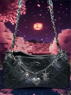 Ed Hardy Black Embossed Shoulder Bag