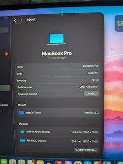 MacBook Pro M1 16GB 512 GB **Broken Screen**