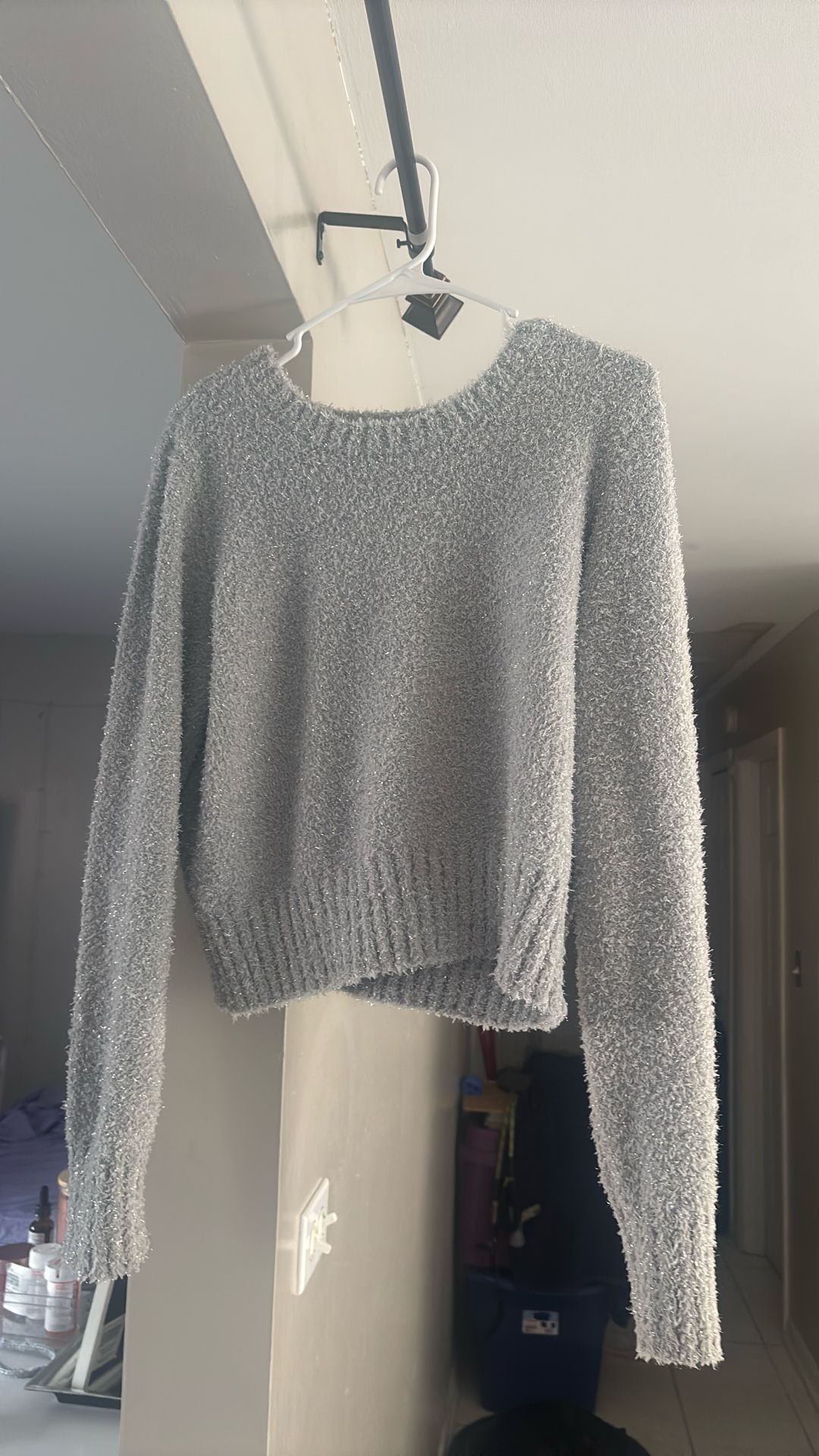 Gray And Silver Glittery Shirt