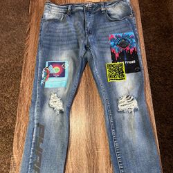 Black Pyramid Graphic Denim Jeans