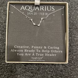 Sterling Silver Zodiac Constellation Necklace - Gift In Keepsake Box - Aquarius - New In Box 