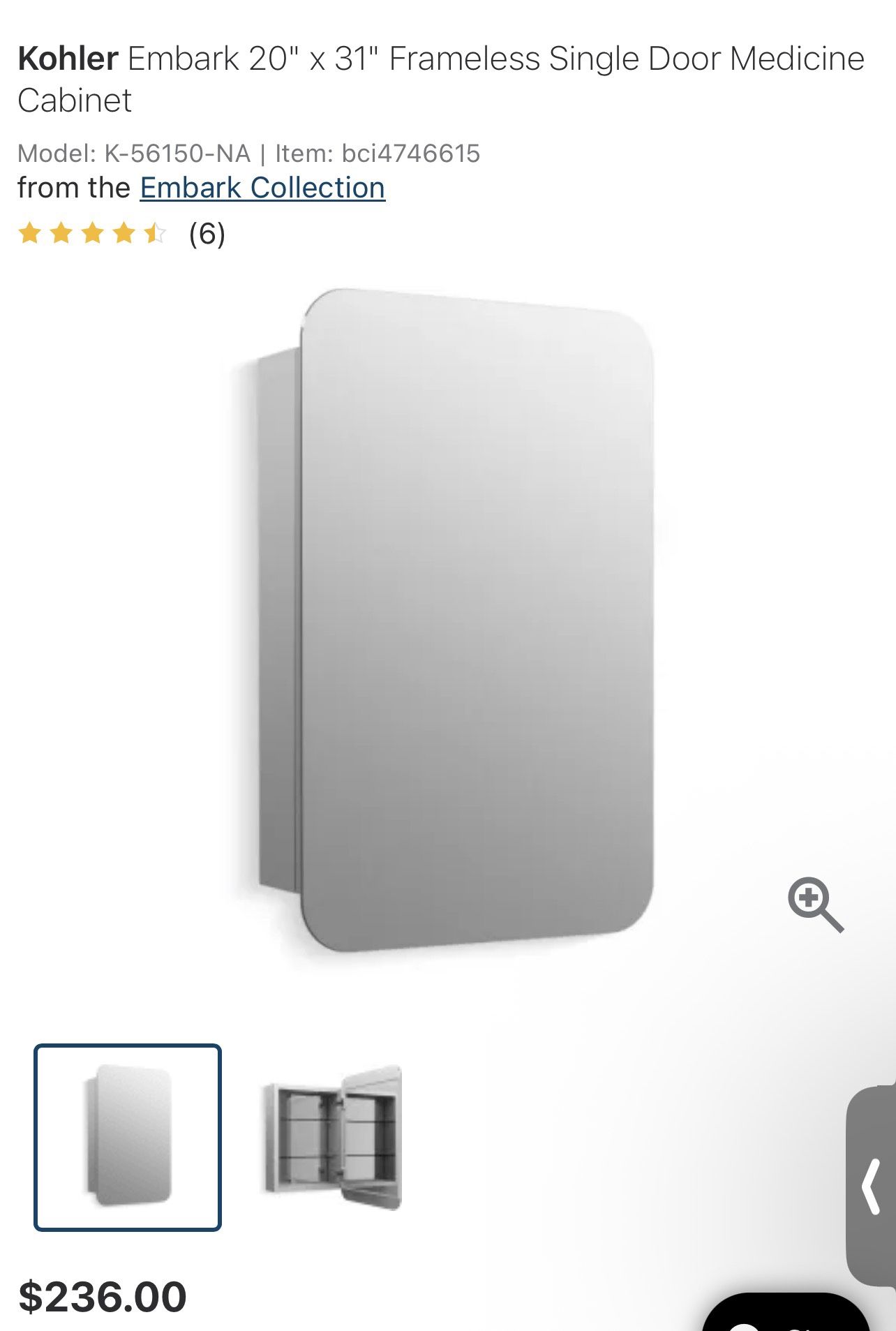 Kohler Medicine Cabinet - 20*31