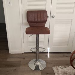 BROWN FAUX LEATHER STOOL
