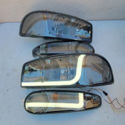 01-06 Gmc Sierra Yukon LED DRL Headlights Luces Micas Calaveras Faros Faroles Focos Headlamps 