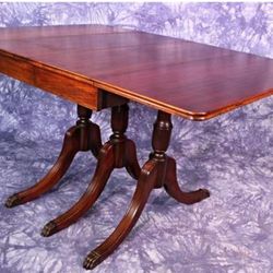 1930 Duncan Phyfe Vintage Mahogany Drop Leaf Dining Table