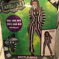 Beetlejuice Adult Woman Costume Size Large 10-12 -NEW