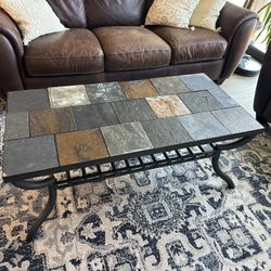 Metal Stone Tile Coffee Table And 2 end Tables Set Of 3