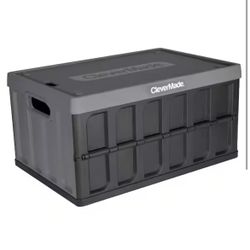 46 l Collapsible Storage Crate with Lid in Charcoal Black @B11