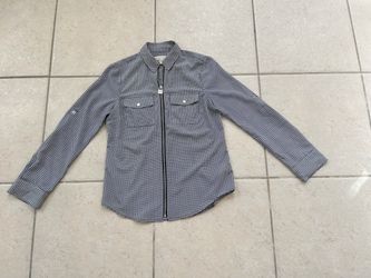 Michael Michael Kors Size S Geometric Print Zip-Front Shirt
