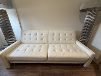Modern Faux Leather Sofa Bed-White
