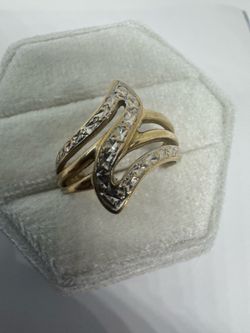 Vintage 10K 417 Two-Tone Gold Band Ring Size 7 Yellow White Gold 3g