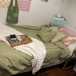 White Twin bed with Mattress 