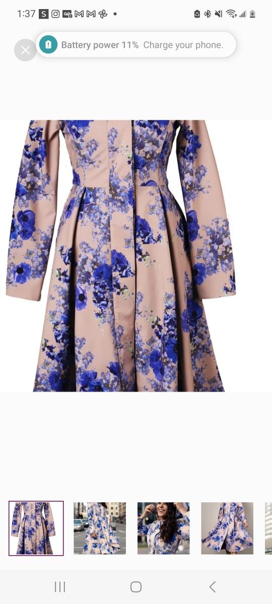 Floral Blue And Pale Pink Women’s Rain Coat