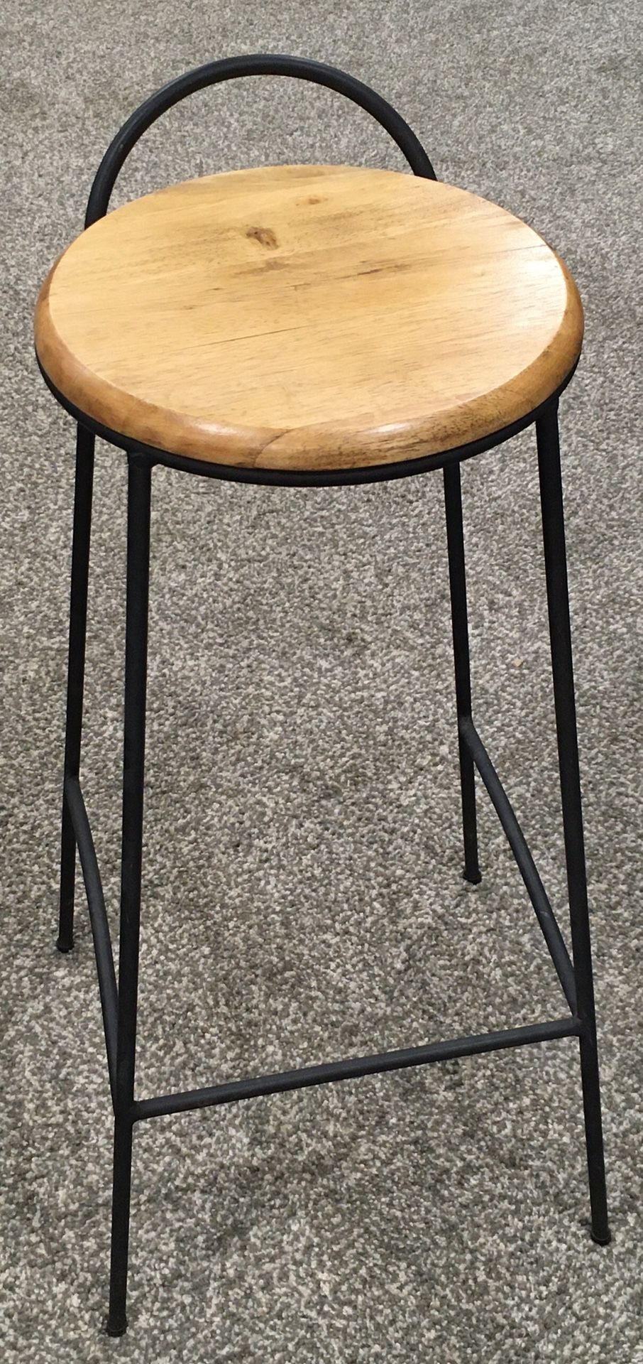 Black Iron Stool with Round Wood Top