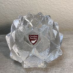 Vintage Orrefors Sweden Crystal Firefly/Artichoke Tea Light Candle Holder